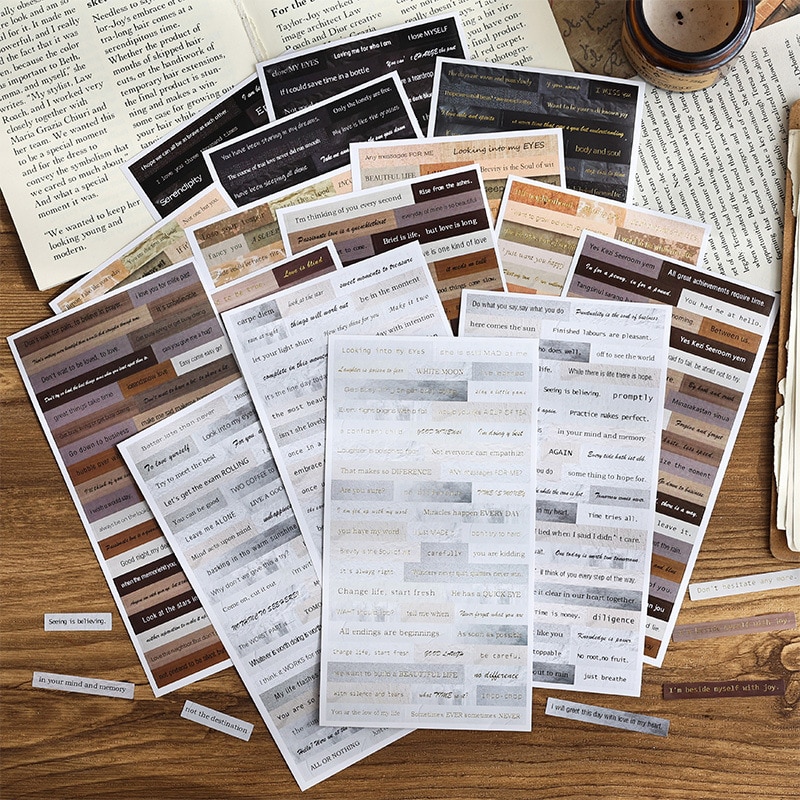 4pcs/pack Vintage Scrapbook Sticker Gold Foil Collage Journal-JournalTale