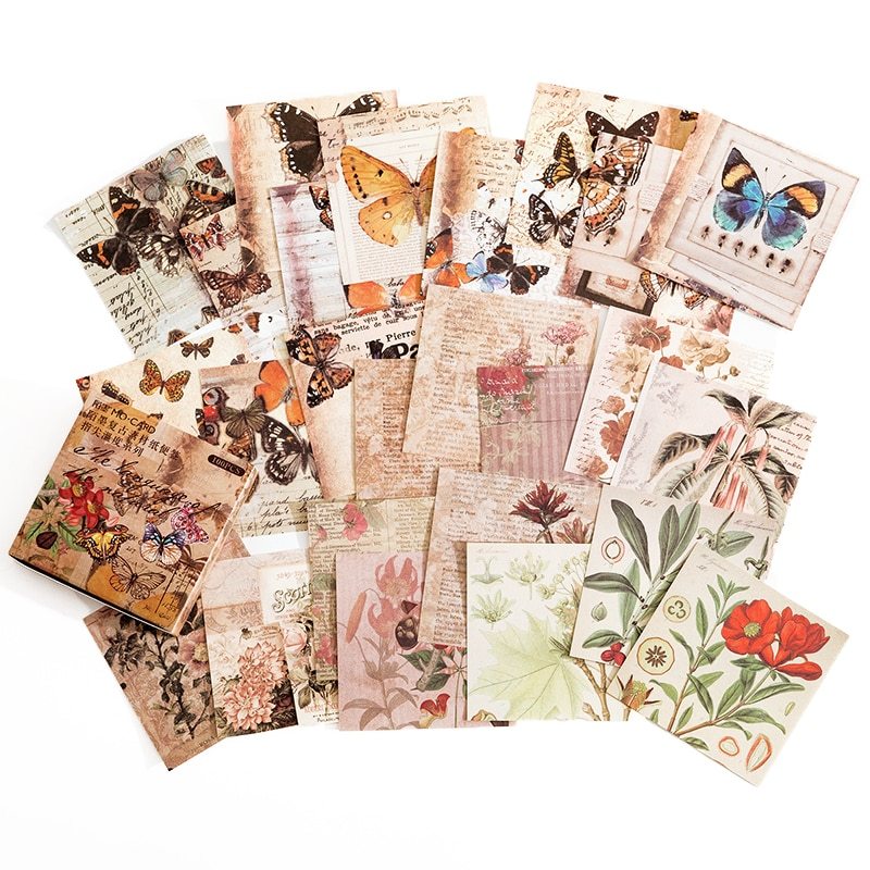 100pcs/pack Vintage Memo Pads Flower Material Paper-JournalTale