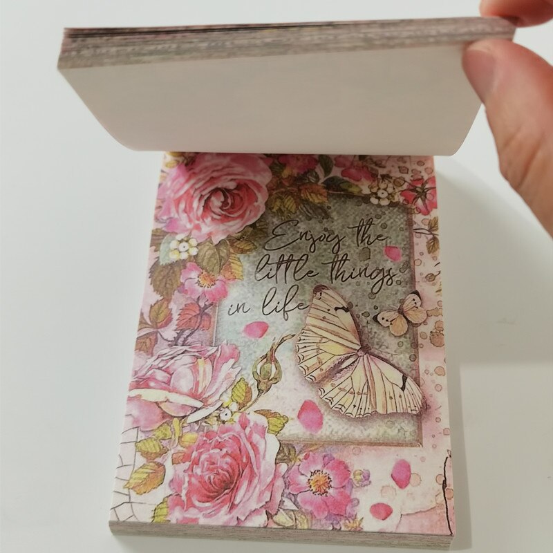 100Pcs Large Vintage Rose Flower Memo Pads Material Paper-JournalTale
