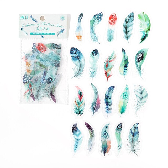 40pcs/pack PET Materials Feathers Series Stickers DIY Scrapbooking-JournalTale