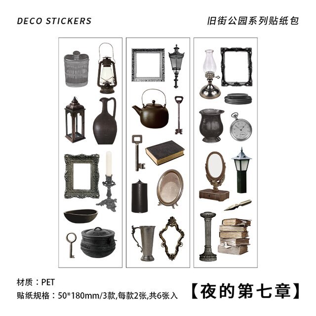 6 sheets Domestic Sundries Flat Stickers Aesthetic Journal Sticker-JournalTale