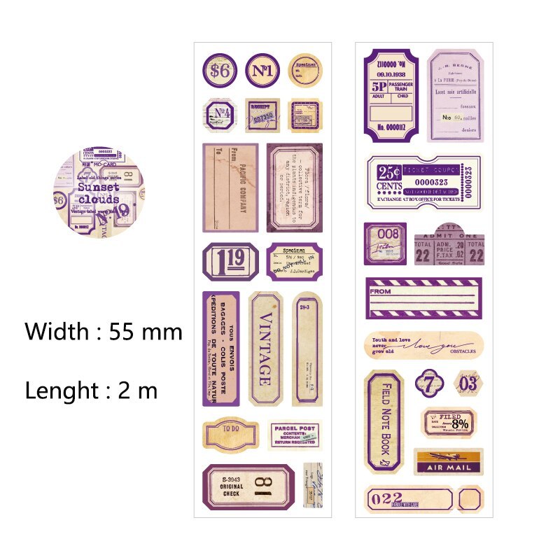 55mm*2m Vintage Letters Writable Tapes-JournalTale