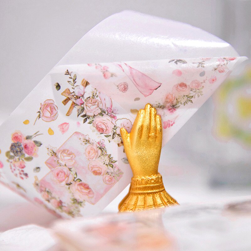 55mm*2m Gold Foil Floral Tapes Washi Paper Sticker-JournalTale