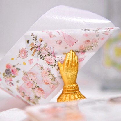 55mm*2m Gold Foil Floral Tapes Washi Paper Sticker-JournalTale
