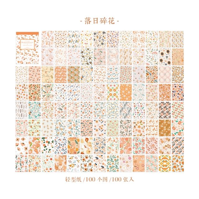 100 Unrepeated Patterns Aesthetic Flower Memo Pads-JournalTale