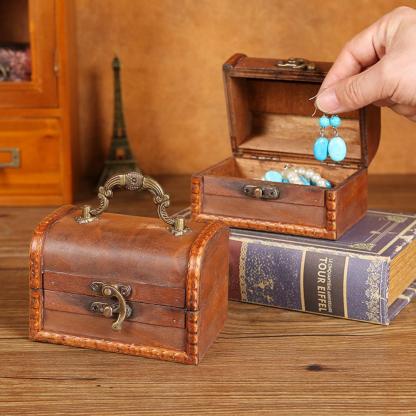 Wooden Jewelry Box Small Suitcase Case-JournalTale