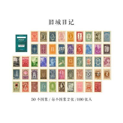 100pcs Vintage Stamps Sticky Paper for Phone Deco-JournalTale