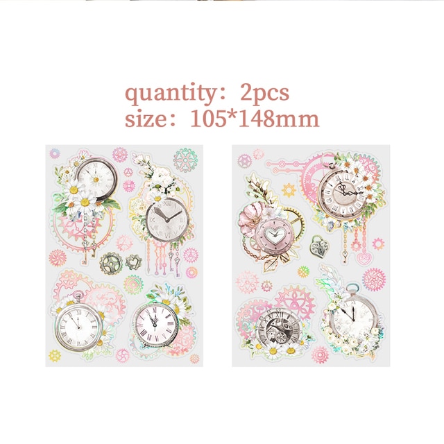 2 Sheets PET Flowers Stickers Decorative Adhesive Sticker-JournalTale