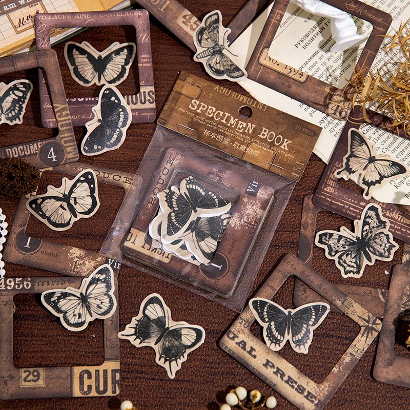 20 pcs Vintage Butterfly Creativity border material paper-JournalTale