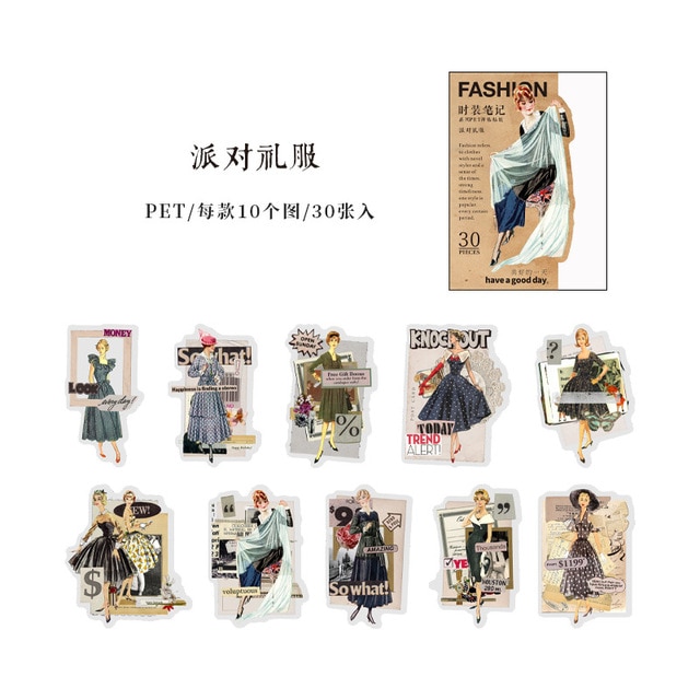 30pcs/1lot Stationery Sticker Ladies Fashion-JournalTale