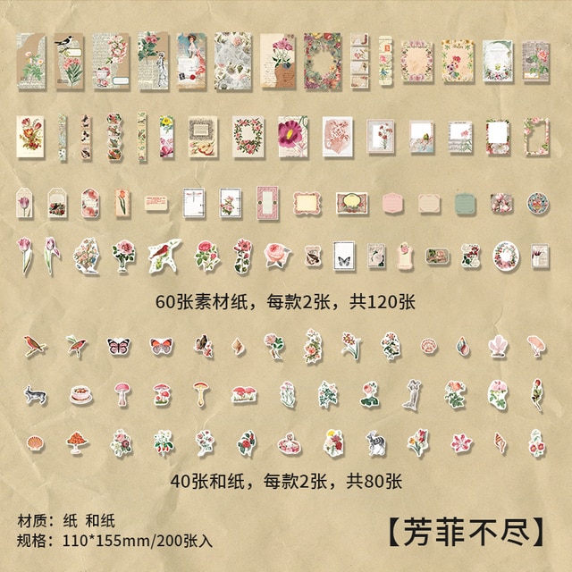 200pcs/lot Memo Pads Material Paper Junk Journal-JournalTale