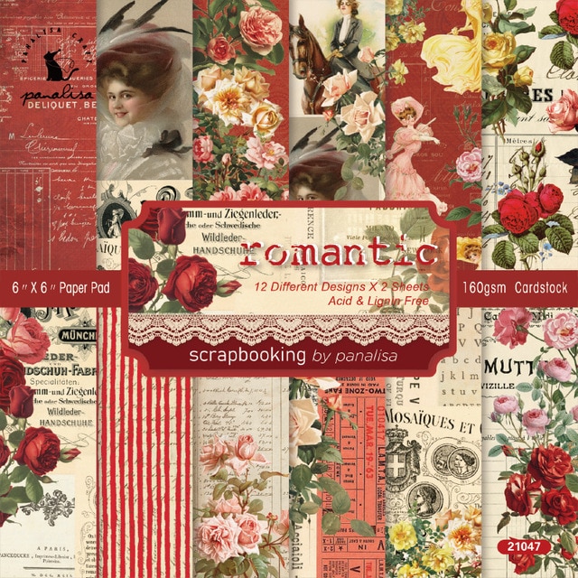 24 Sheet Vintage Flower Scrapbooking Material Paper-JournalTale