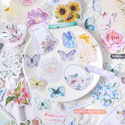 40 Sheets Butterfly Sleep Among Flowers Series Literary Note Sticker-JournalTale