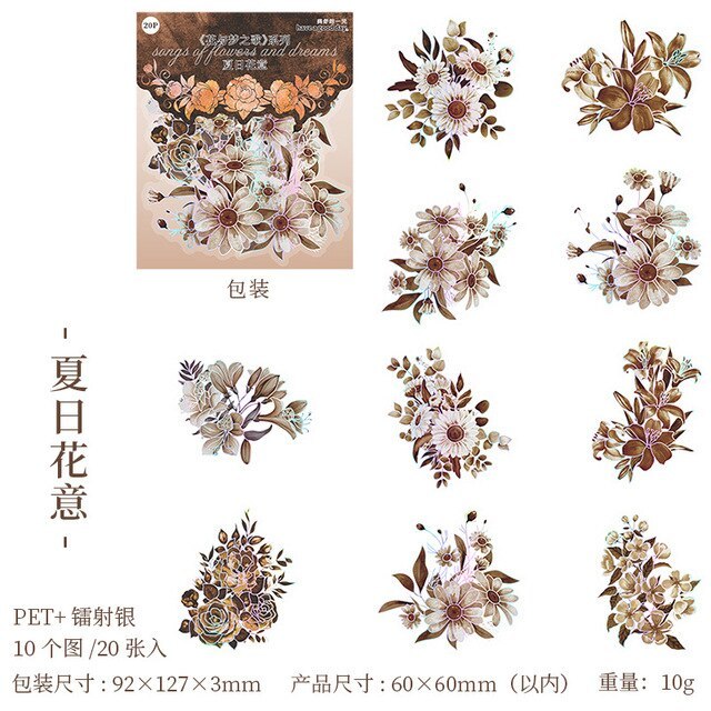 20pcs/1lot Scrapbook Sticker Dark Flowers-JournalTale