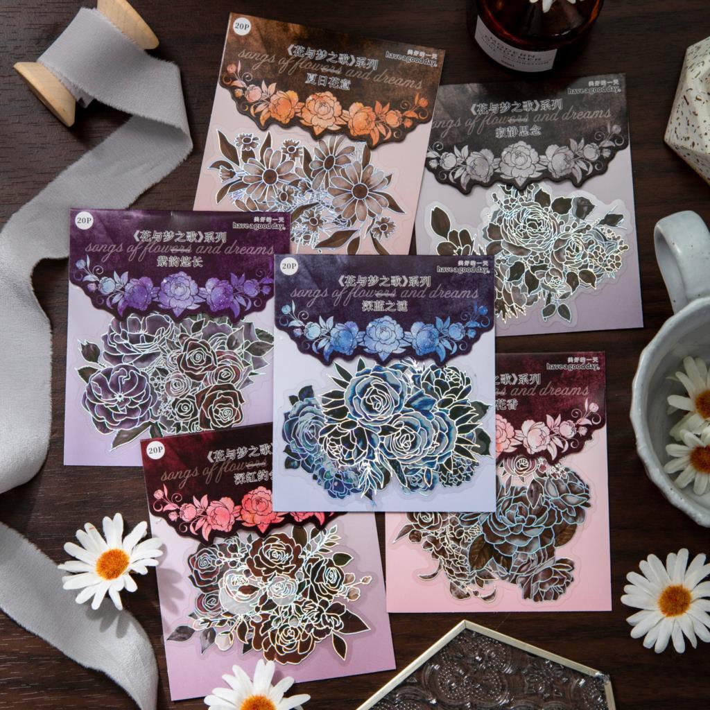 20pcs/1lot Scrapbook Sticker Dark Flowers-JournalTale