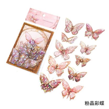 20pcs Ice Crystal Laser Butterfly Decorative PET Stickers-JournalTale