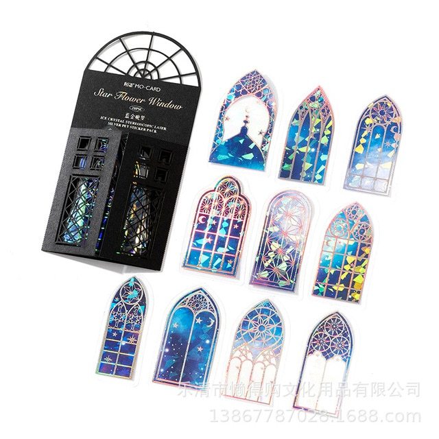 20pcs Retro Foil Silver Laser Window Stickers Pack-JournalTale