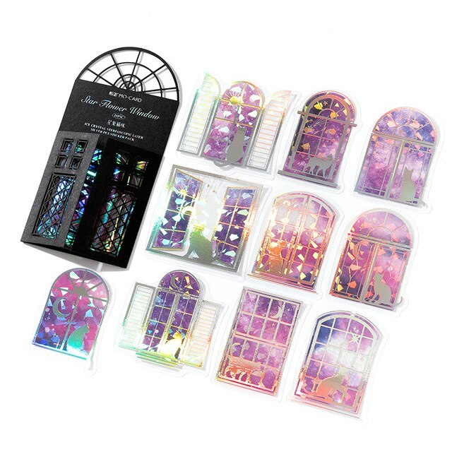 20pcs Retro Foil Silver Laser Window Stickers Pack-JournalTale