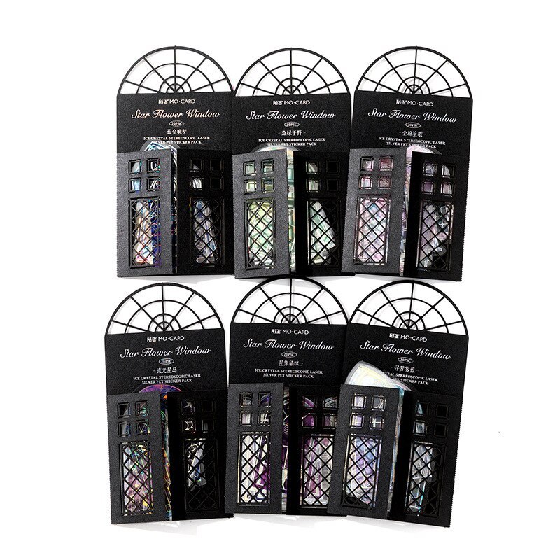 20pcs Retro Foil Silver Laser Window Stickers Pack-JournalTale