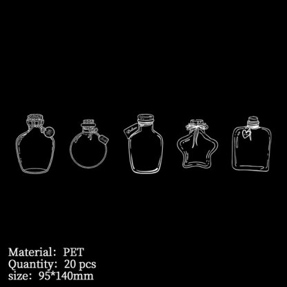 20pcs Transparency glass bottle PET Sticker Diy-JournalTale