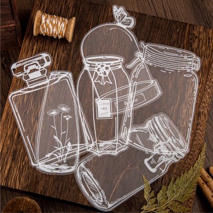 20pcs Transparency glass bottle PET Sticker Diy-JournalTale