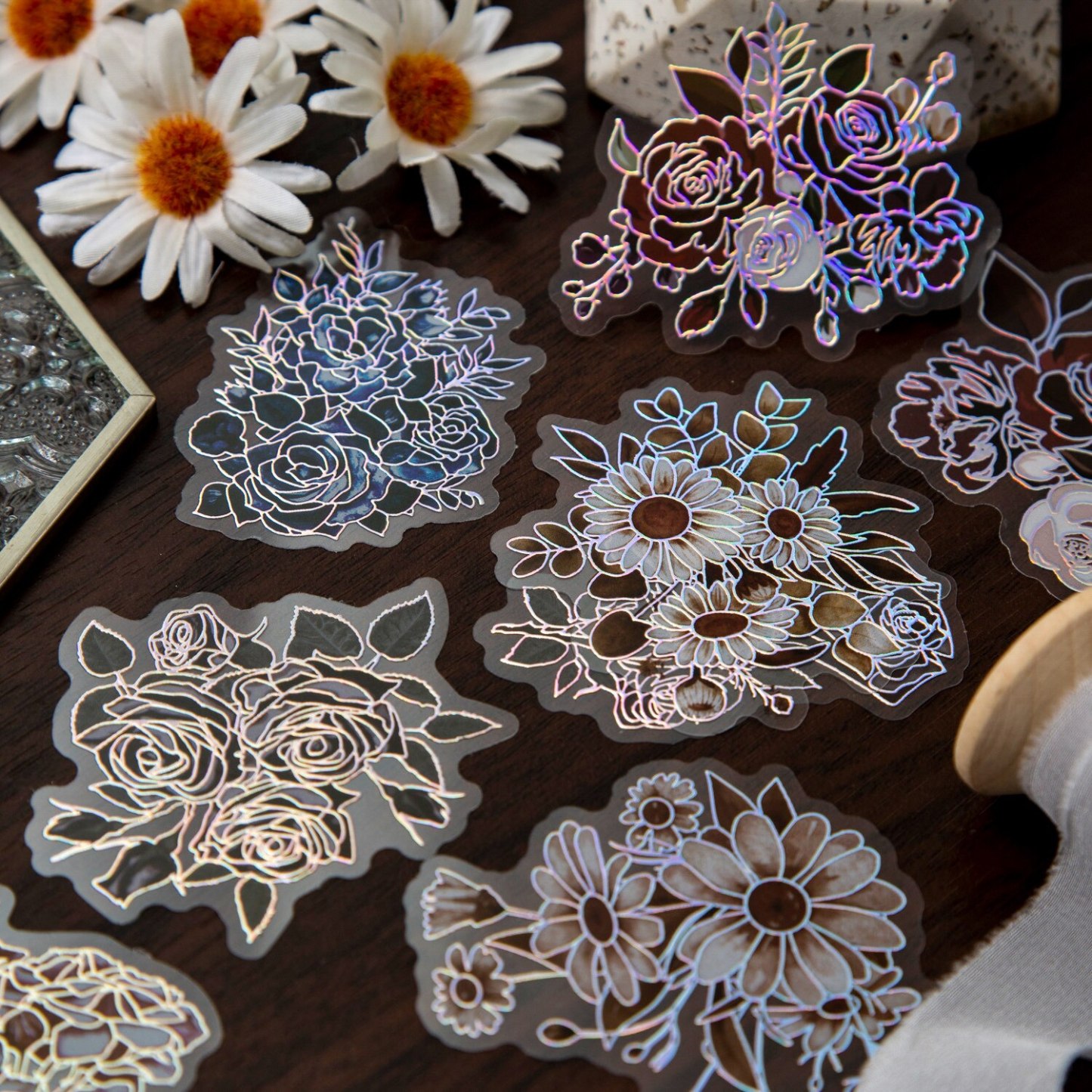 20pcs/1lot Scrapbook Sticker Dark Flowers-JournalTale