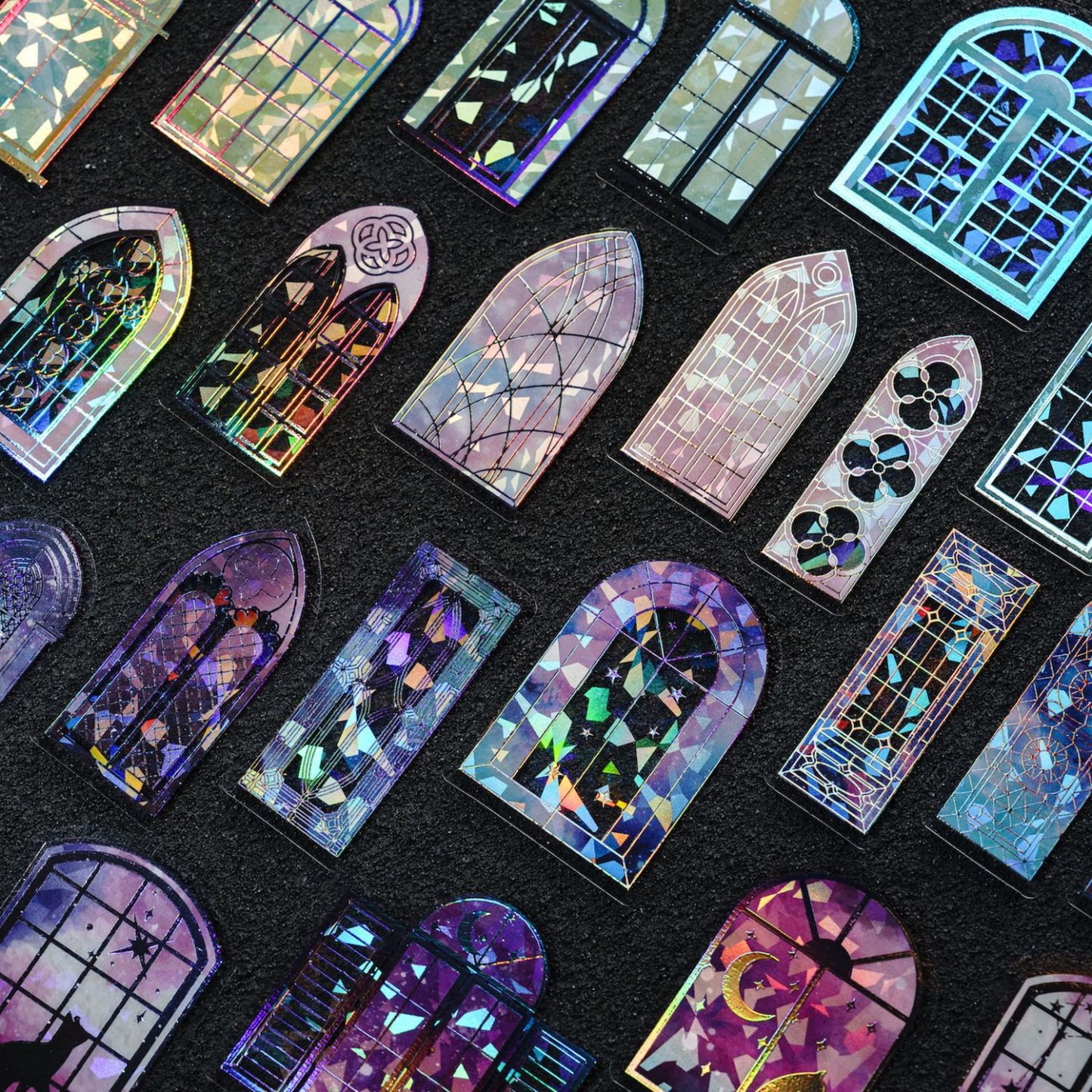 20pcs Retro Foil Silver Laser Window Stickers Pack-JournalTale