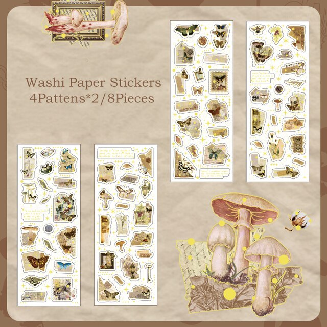 8Sheets/pack Vintage Laser Gold Sticker-JournalTale