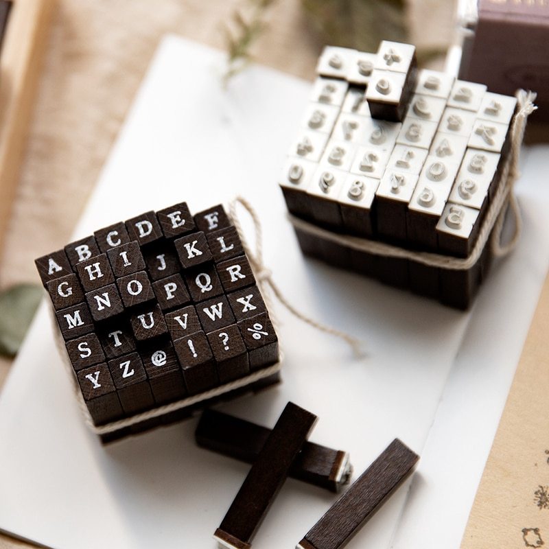 30pcs/box Cute Mini Wooden Rubber Stamp Set-JournalTale