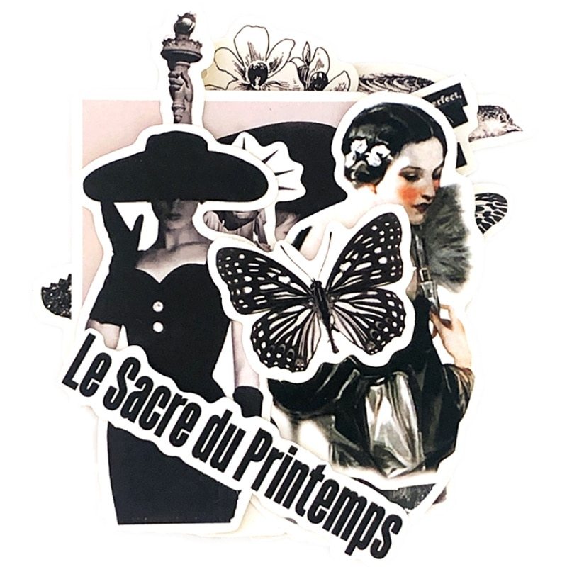 22PCS Black and white elegant women sticker Crafts Sticker-JournalTale