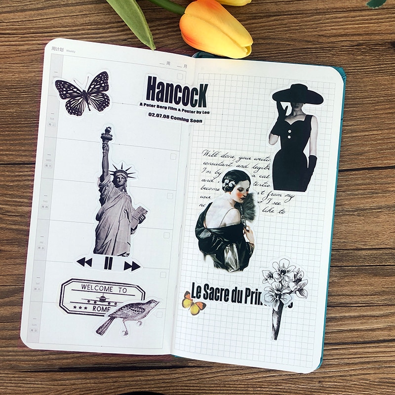 22PCS Black and white elegant women sticker Crafts Sticker-JournalTale