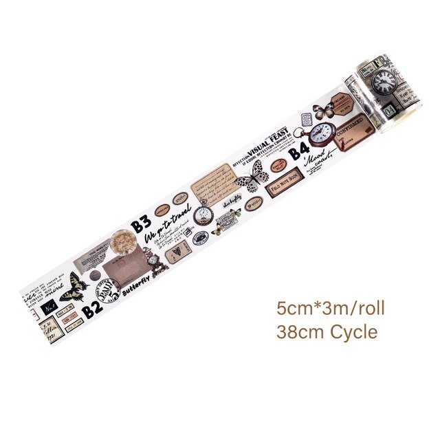 5cm*3m Vintage PVC Materials Tape Cycle-JournalTale