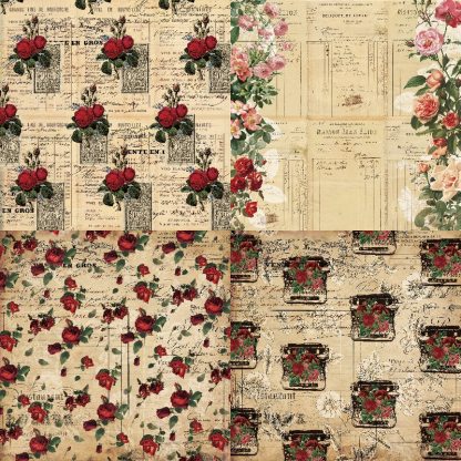 24 Sheet Vintage Flower Scrapbooking Material Paper-JournalTale