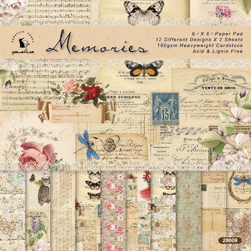 24 Sheet Vintage Flower Scrapbooking Material Paper-JournalTale