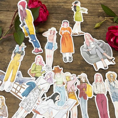 10/30/50pcs Fashion Dress Girl Decorative Stickers-JournalTale