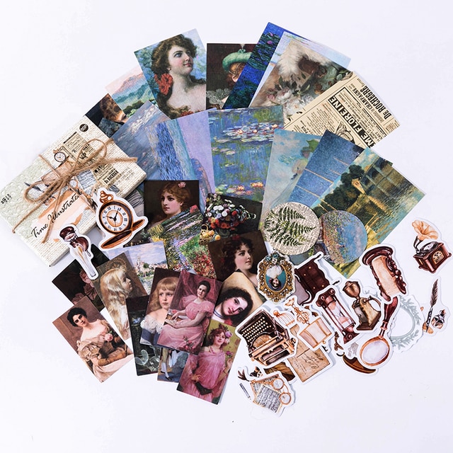 60pcs/boxed Vintage Boxed Stickers for Scrapbooking-JournalTale