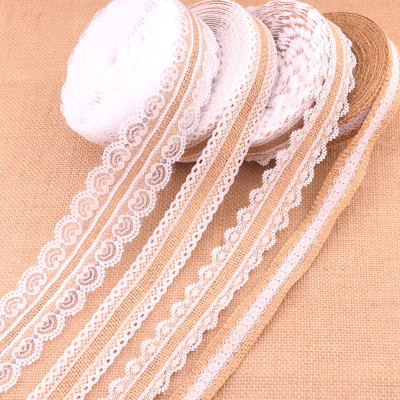 25mm 2m/Pack Natural Jute Burlap Lace-JournalTale