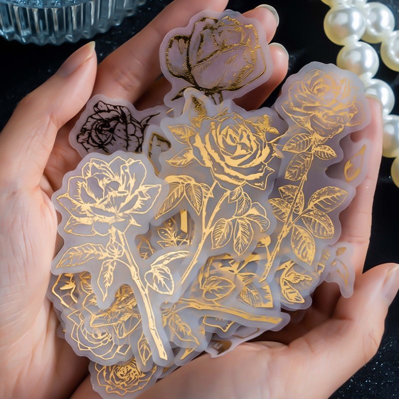 40 pcs/lot Aureate Feather Flowers Plant Stickers pack-JournalTale