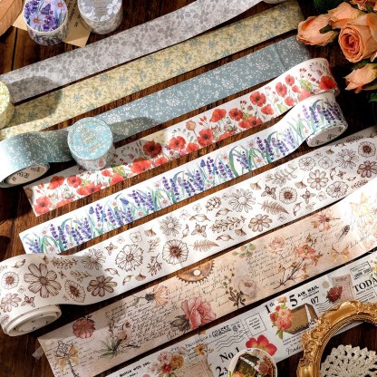 30mm/50mm*2m Vintage Plant Flowers Washi Tapes-JournalTale