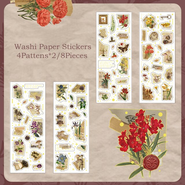 8Sheets/pack Vintage Laser Gold Sticker-JournalTale