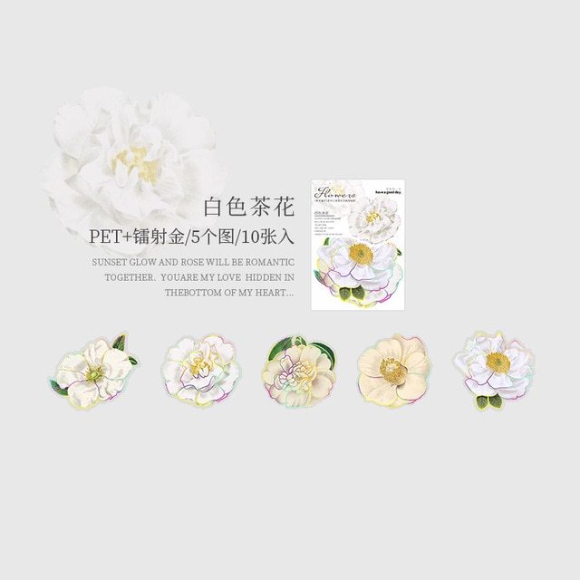 10pcs/lot Scrapbook Stickers blooming Flower-JournalTale