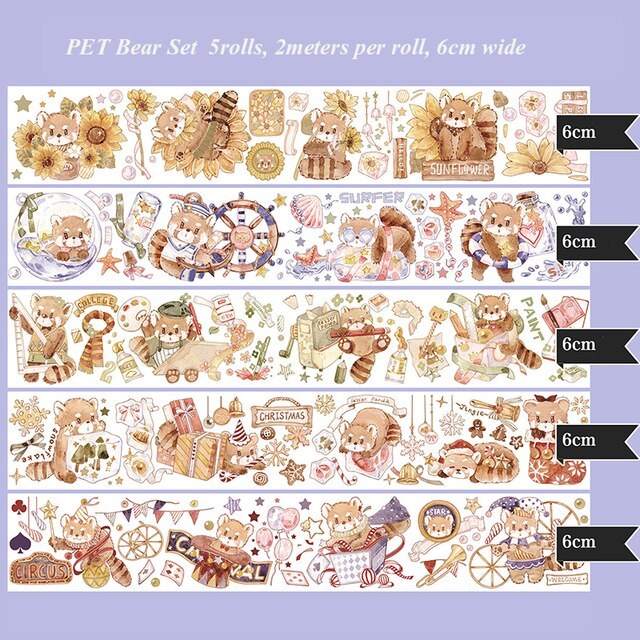PET Colored Set Washi Tape Flower Fruit Delicacy Washi Set-JournalTale