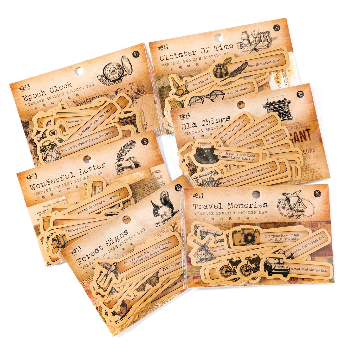 30 pcs Retro English sticker pack nostalgic European old-JournalTale