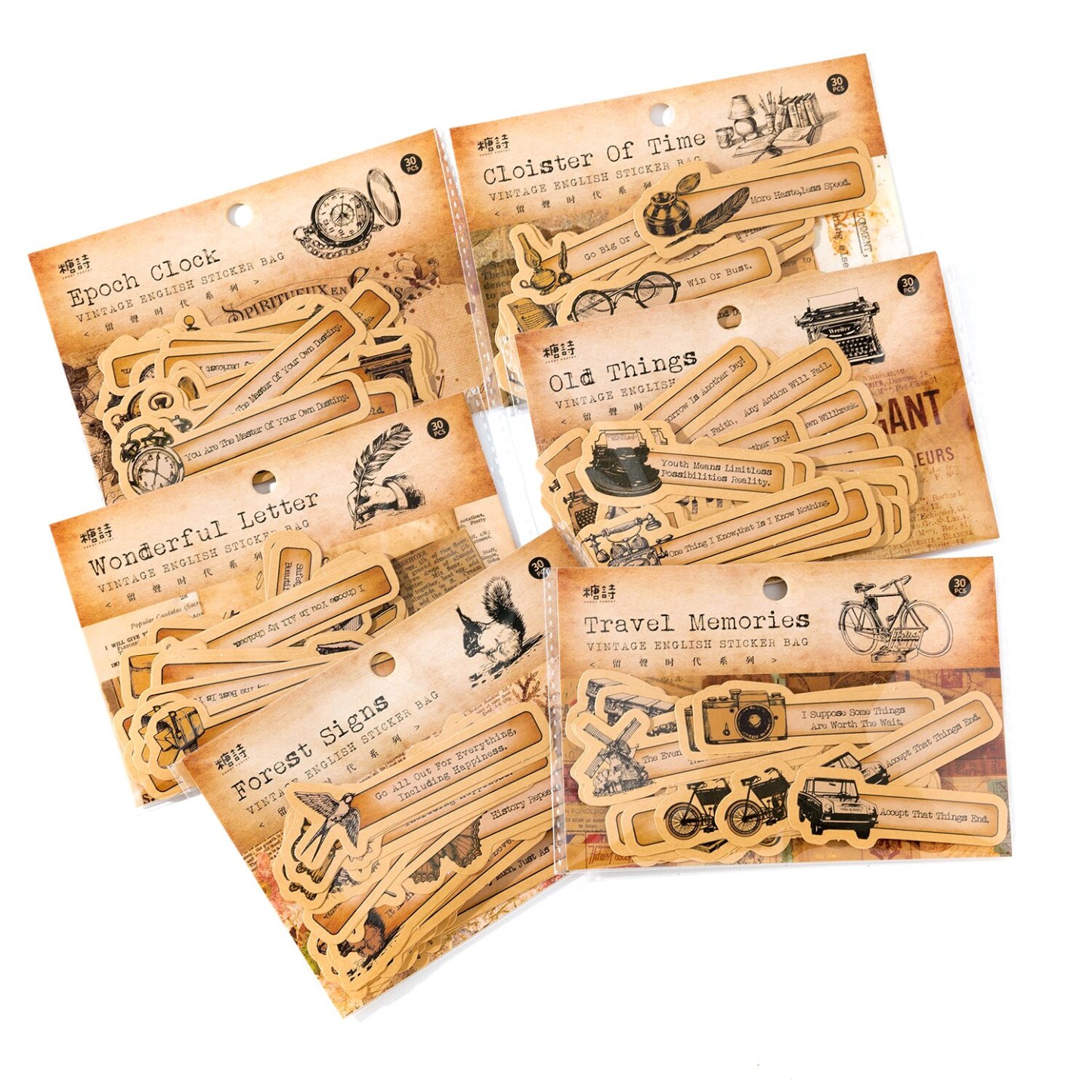 30 pcs Retro English sticker pack nostalgic European old-JournalTale