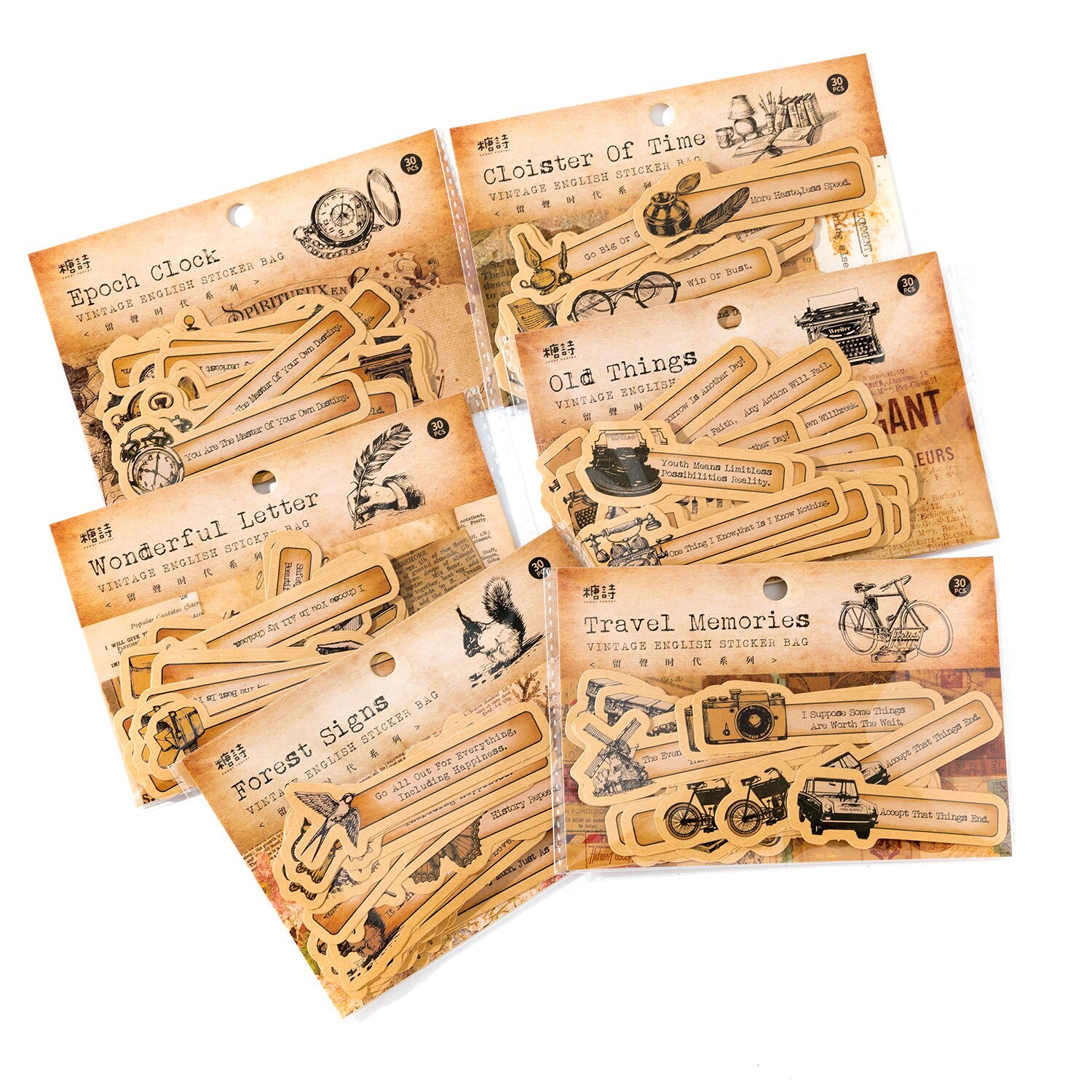 30 pcs Retro English sticker pack nostalgic European old-JournalTale