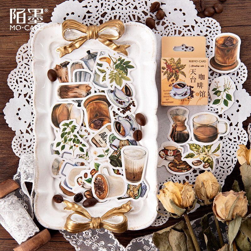 45pcs/pack Vintage Rooftop Coffee Shop Stickers Set-JournalTale