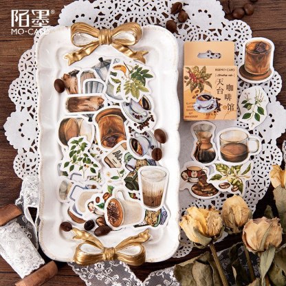 45pcs/pack Vintage Rooftop Coffee Shop Stickers Set-JournalTale