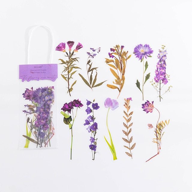 10pcs/pack Waterproof Plant Natural Flower Decorative Sticker-JournalTale