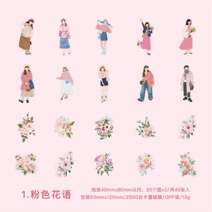40pcs/1lot Scrapbook Sticker Vintage Flower Picking-JournalTale