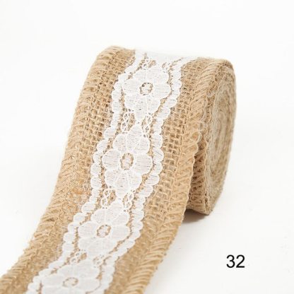2M 5CM Natural Jute Burlap Rolls with Lace-JournalTale